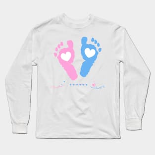 Twin baby girl and boy feet prints arrival Long Sleeve T-Shirt